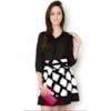 CAPITOLLIUM - CAMISA SHIFFON ZIG ZAG M3/4 - PRETO