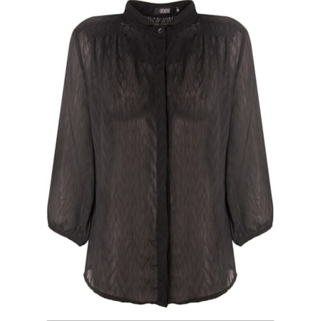 CAPITOLLIUM - CAMISA SHIFFON ZIG ZAG M3/4 - PRETO