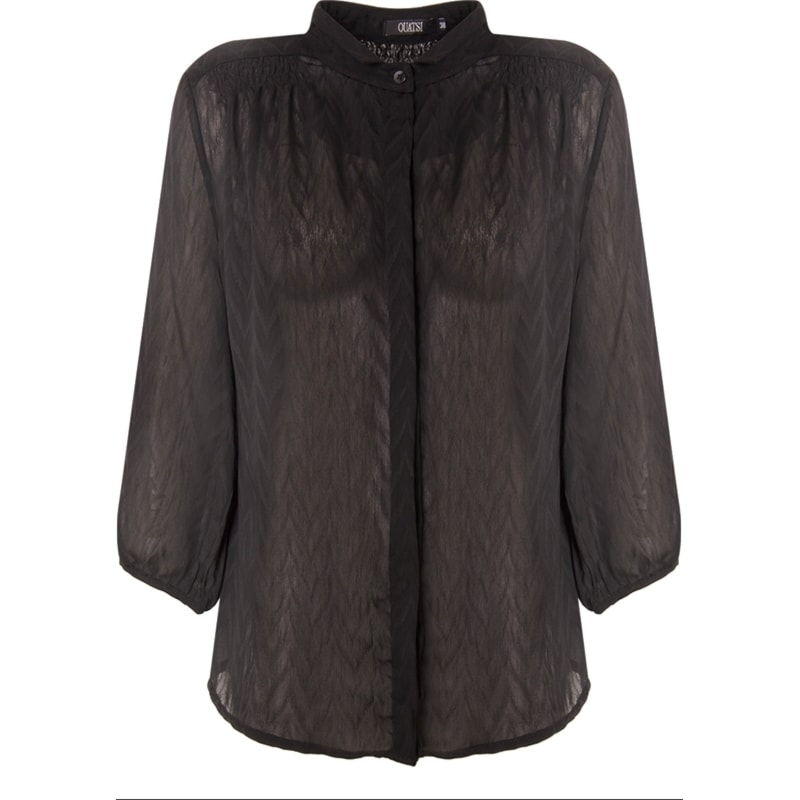 CAPITOLLIUM - CAMISA SHIFFON ZIG ZAG M3/4 - PRETO