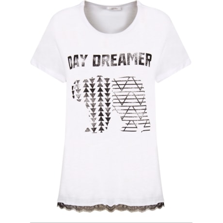 CAPITOLLIUM - CAMISETA DAY DREAMER RENDA BARRA - BRANCO