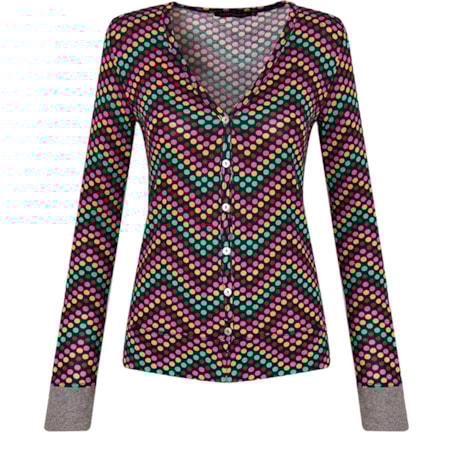 CAPITOLLIUM - CARDIGAN DECOTE V M/L ESTAMPA BOLAS - MARINHO CAPITOLLIUM - CARDIGAN DECOTE V M/L ESTAMPA BOLAS - MARINHO