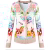 CAPITOLLIUM - CARDIGAN MALHA FLORAL NERVURAS BOLSO - BEGE
