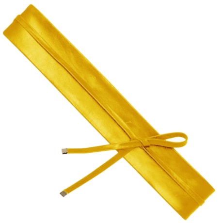 CAPITOLLIUM - CINTO COURO FAIXA OBI COM AMARRAÇÕES FINAS - AMARELO