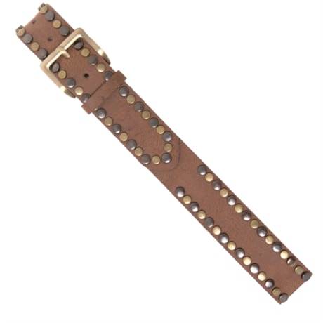 CAPITOLLIUM - CINTO COURO FAKE COM REBITE METAL BICOLOR - MARROM