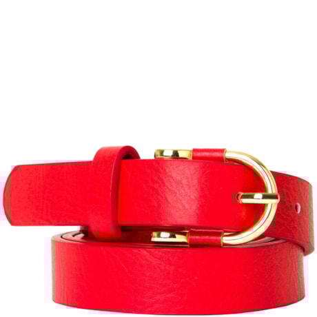 CAPITOLLIUM - CINTO COURO SINTÉTICO FIVELA METAL - VERMELHO