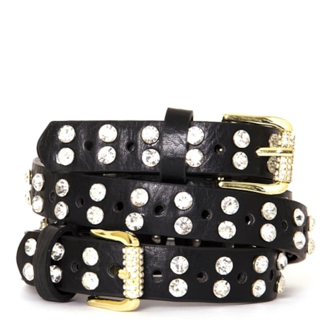CAPITOLLIUM - CINTO DUPLO C/STRASS - PRETO