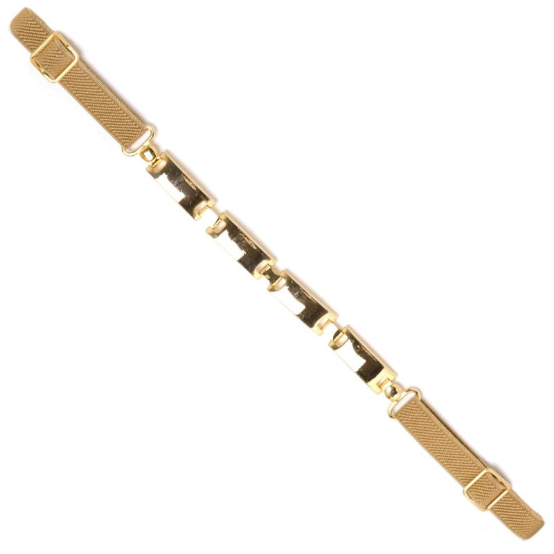 CAPITOLLIUM - CINTO ELÁSTICO FINO REGULÁVEL FECHO ENCAIXE DOURADO 4 PLACAS - BEGE