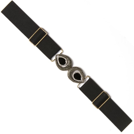 CAPITOLLIUM - CINTO ELÁSTICO FIVELA GOTA COM STRASS - PRETO