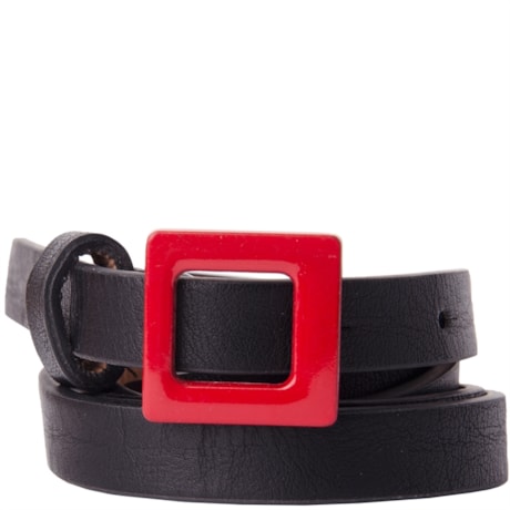 CAPITOLLIUM - CINTO FINO FIVELA METAL COLORIDA SPADE - VERMELHO