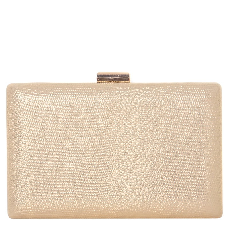 CAPITOLLIUM - CLUTCH BÁSICA BRILHO TEXTURA CROCO - DOURADO