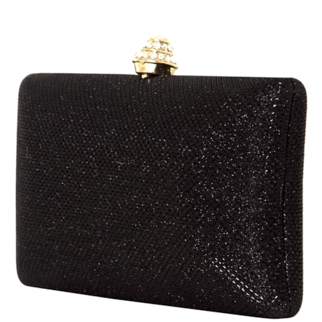 CAPITOLLIUM - CLUTCH GLITER FECHO C/STRASS - PRETO