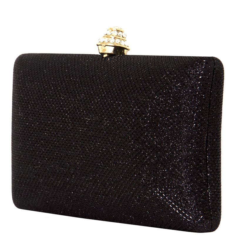 CAPITOLLIUM - CLUTCH GLITER FECHO C/STRASS - PRETO