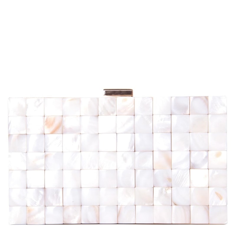 CAPITOLLIUM - CLUTCH MADRIPÉROLA RETANGULAR MÉDIA PASTILHAS - OFF WHITE