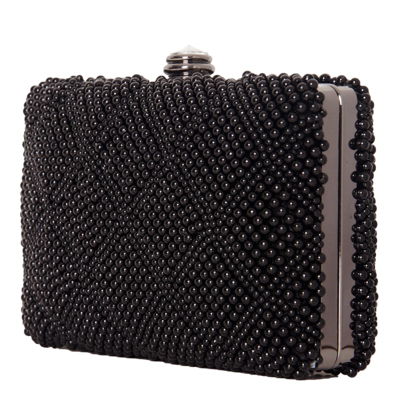 CAPITOLLIUM - CLUTCH QUADRADO PÉROLAS FECHO STRASS - PRETO