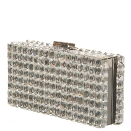 CAPITOLLIUM - CLUTCH RETANGULAR CHATONS FECHO STRASS - PRATA