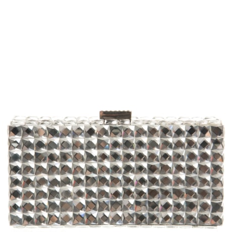 CAPITOLLIUM - CLUTCH RETANGULAR CHATONS FECHO STRASS - PRATA