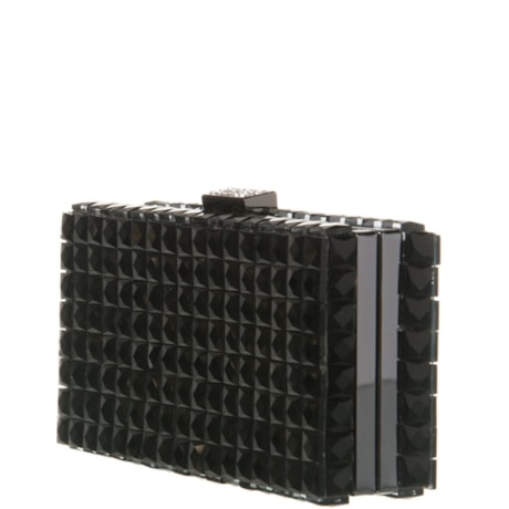 CAPITOLLIUM - CLUTCH RETANGULAR CHATONS FECHO STRASS - PRETO