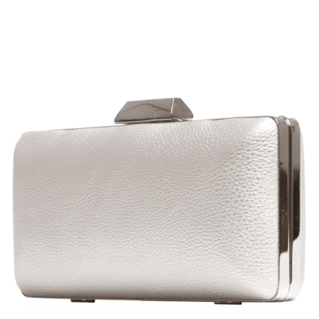 CAPITOLLIUM - CLUTCH RETANGULAR COURO FAKE GRANDE - PRATA