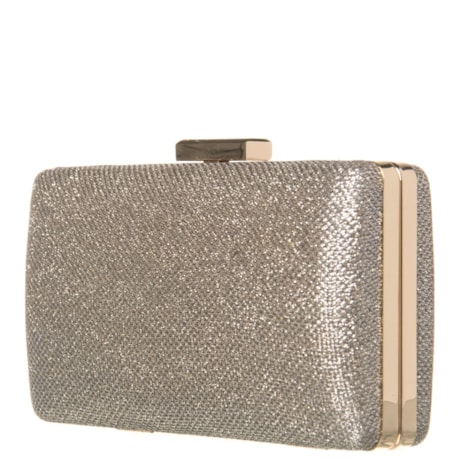 CAPITOLLIUM - CLUTCH RETANGULAR MÉDIA COM GLITER - PRATA