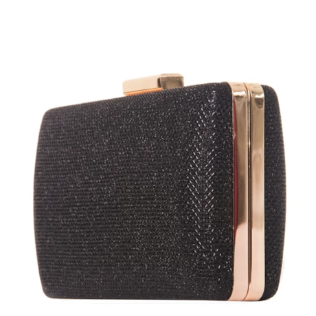 CAPITOLLIUM - CLUTCH RETANGULAR MÉDIA COM GLITER - PRETO