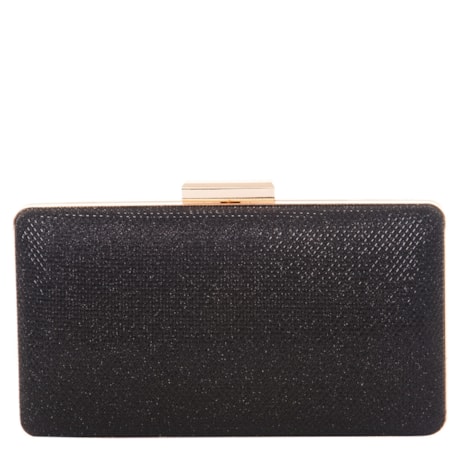 CAPITOLLIUM - CLUTCH RETANGULAR MÉDIA COM GLITER - PRETO