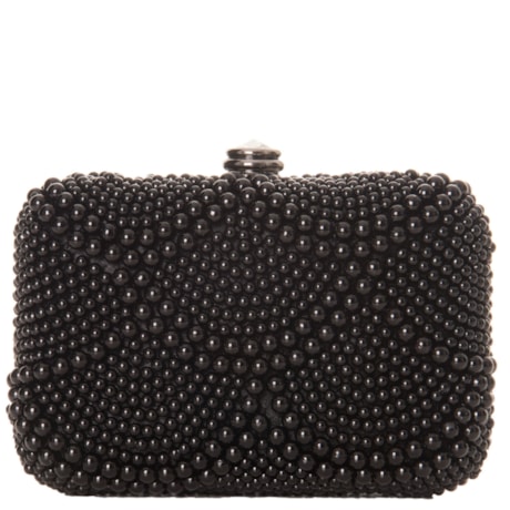 CAPITOLLIUM - CLUTCH RETANGULAR PÉROLAS FECHO CRISTAL REDONDO - PRETO