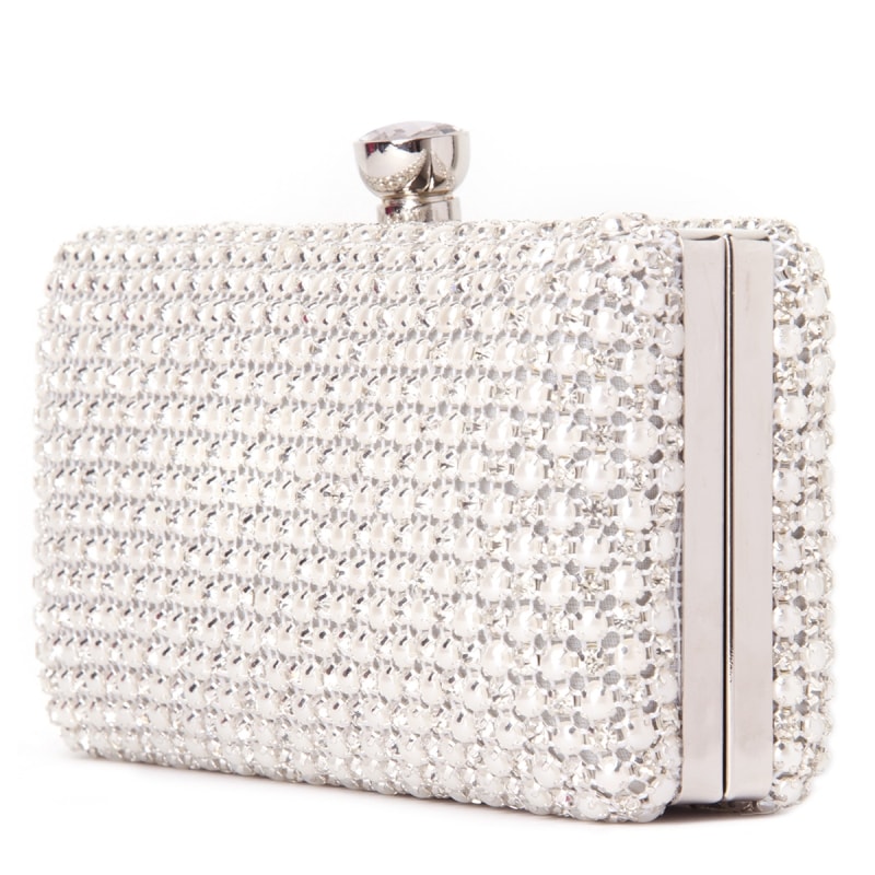 CAPITOLLIUM - CLUTCH RETANGULAR PÉROLAS ONDAS FECHO STRASS - PÉROLA