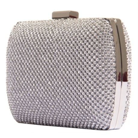 CAPITOLLIUM - CLUTCH RETANGULAR STRASS FECHO STRASS - PRATA