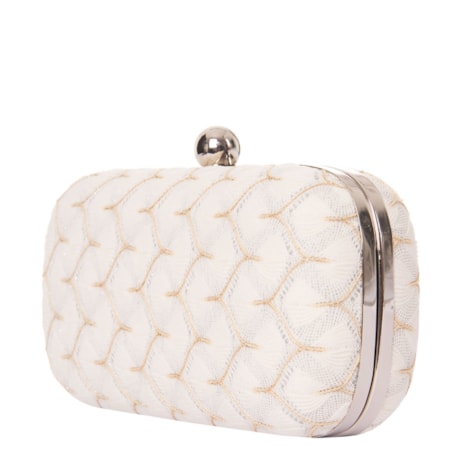 CAPITOLLIUM - CLUTCH TECIDO TRABALHADO FECHO BOLA LISA - OFF WHITE