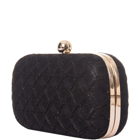 CAPITOLLIUM - CLUTCH TECIDO TRABALHADO FECHO BOLA LISA - PRETO