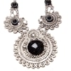 CAPITOLLIUM - COLAR BARROCO 3 PLACAS METAL C/ PRETO - PRATA VELHA
