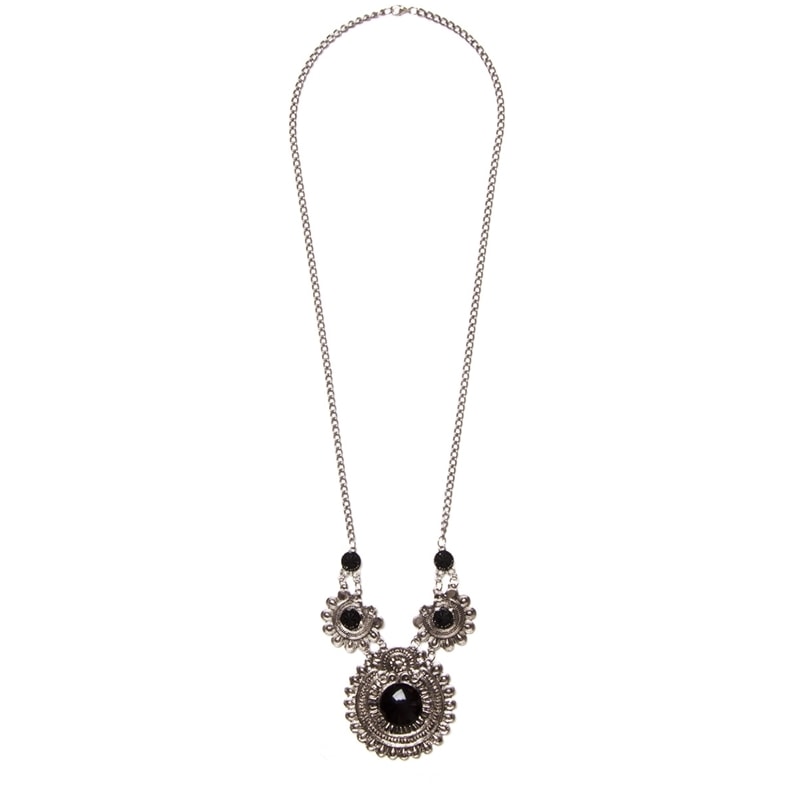 CAPITOLLIUM - COLAR BARROCO 3 PLACAS METAL C/ PRETO - PRATA VELHA