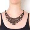 CAPITOLLIUM - COLAR METAL COLOR RENDA C/STRASS - PRETO