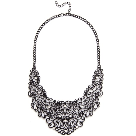 CAPITOLLIUM - COLAR METAL COLOR RENDA C/STRASS - PRETO