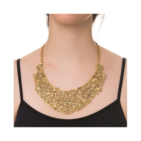 CAPITOLLIUM - COLAR PLACAS RENDADAS - OURO VELHO