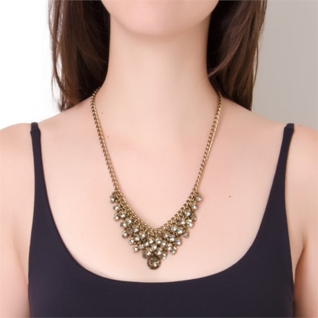 CAPITOLLIUM - COLAR REDE METAL COM CRISTAIS - DOURADO