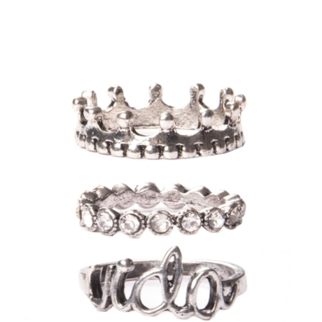 CAPITOLLIUM CONJUNTO DE ANÉIS QUEEN - PRATA