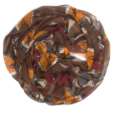 CAPITOLLIUM - ECHARPE CHIFFON ESTAMPA BORBOLETAS - MARROM