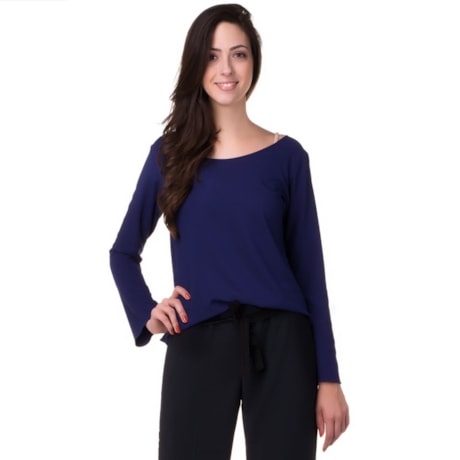 CAPITOLLIUM EXCLUSIVE - BLUSA AMPLA MANGA SINO - AZUL