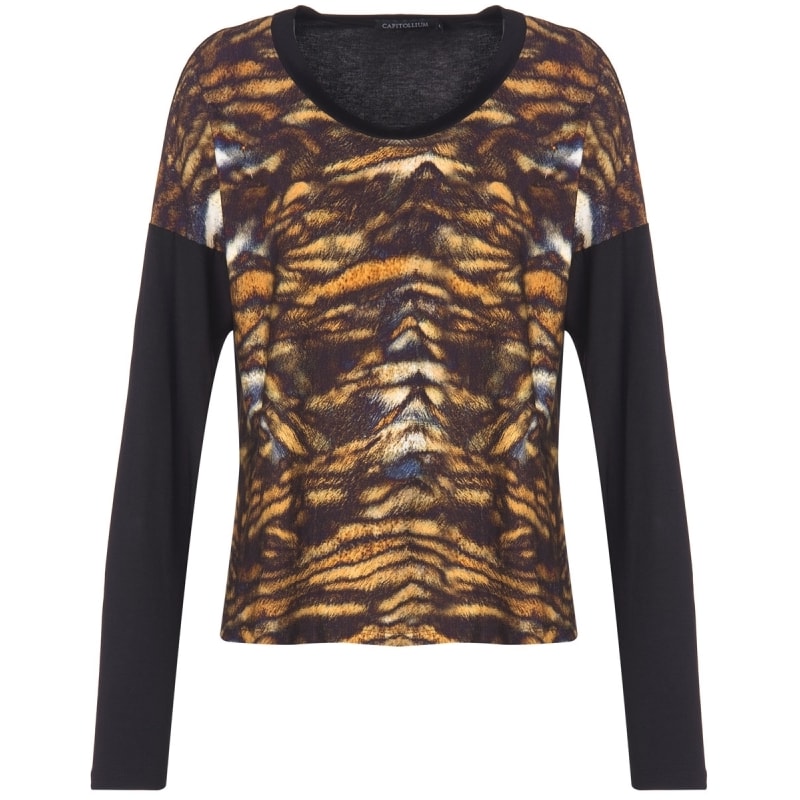 CAPITOLLIUM EXCLUSIVE - BLUSA ANIMAL PRINT MANGA LONGA - PRETO