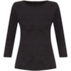 CAPITOLLIUM EXCLUSIVE - BLUSA JAQUARD FLORAL DECOTE CANOA - PRETO