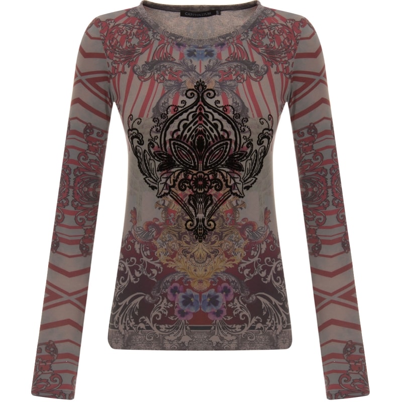 CAPITOLLIUM EXCLUSIVE - BLUSA JERSEY ESTAMPADA MANGA LONGA - GRAFITE