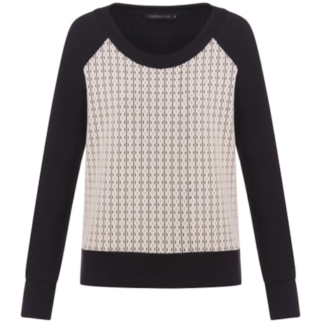 CAPITOLLIUM EXCLUSIVE - BLUSA MANGA LONGA FRENTE JACQUARD - PRETO