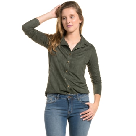 CAPITOLLIUM EXCLUSIVE - CAMISA SUEDE RECORTE COSTAS BOTÕES METAL - CARAMELO