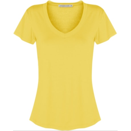 CAPITOLLIUM EXCLUSIVE -  T-SHIRT MALHA BÁSICA DECOTE V - AMARELO CAPITOLLIUM EXCLUSIVE -  T-SHIRT MALHA BÁSICA DECOTE V - AMARELO