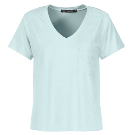 CAPITOLLIUM EXCLUSIVE - T-SHIRT SUEDE DECOTE V COM BOLSO - AZUL CAPITOLLIUM EXCLUSIVE - T-SHIRT SUEDE DECOTE V COM BOLSO - AZUL