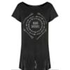 CAPITOLLIUM EXCLUSIVE - T-SHIRT SUEDE FRANJAS ESTAMPA BOHO DREAMS - PRETO