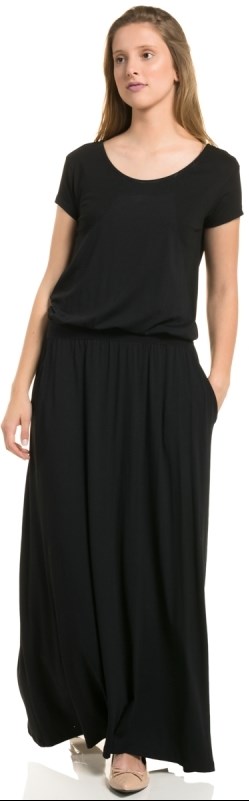 vestido longo preto malha