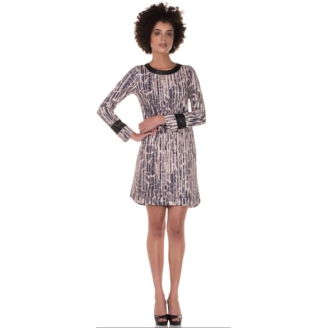 CAPITOLLIUM EXCLUSIVE - VESTIDO MALHA ESTAMPADO DETALHE COURO - MARROM