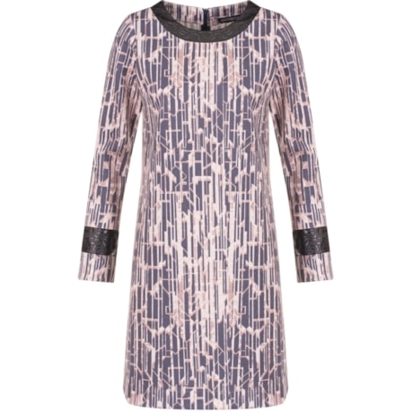 CAPITOLLIUM EXCLUSIVE - VESTIDO MALHA ESTAMPADO DETALHE COURO - MARROM